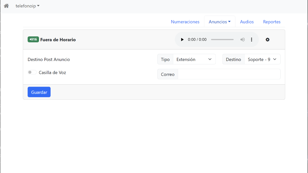 Gestor de anuncios y mensajes de bienvenida